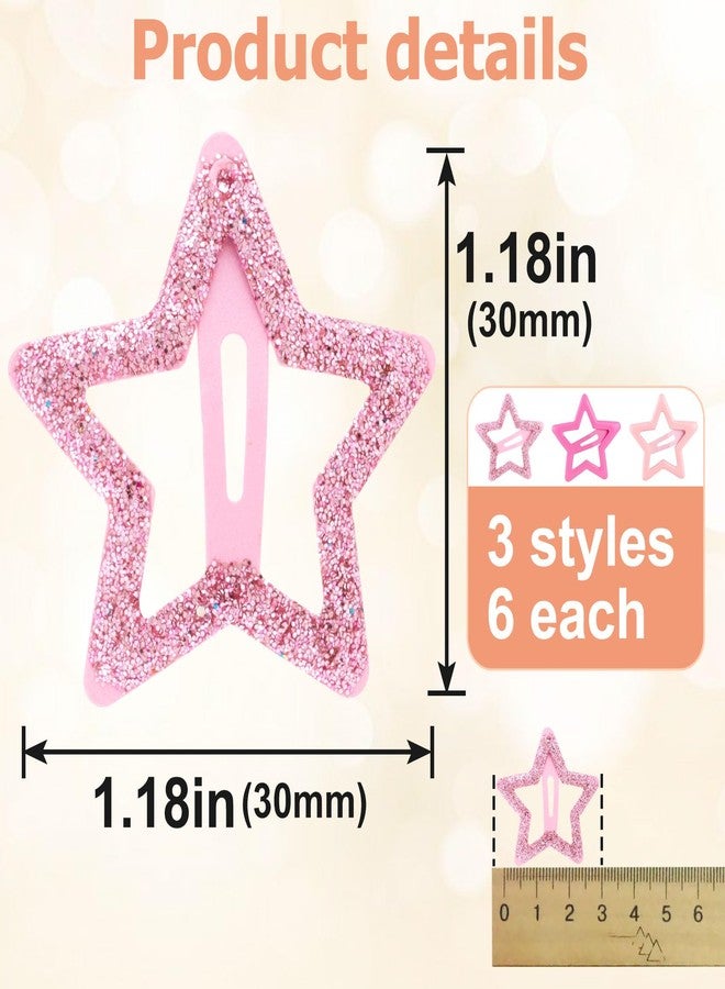 Mxxipp 18pcs Star Hair Clips for Women, Non-Slip Metal Star Snap Barrettes, Y2K Hairstyle Accessories for Thick Thin Fine Straight Curly Long Short Hair- Pink & Light Pink & Rose Pink - Image 2